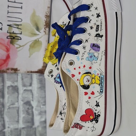 White BT21 Line Friends Tennis Shoes Shooky Mang RJ Cooky Chimmy Tata Koya - Picture 7 of 16